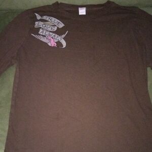 Women's Brown Graphic Long-Sleeve Shirt - True Love Design